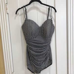 Black polka dot one piece magic suit